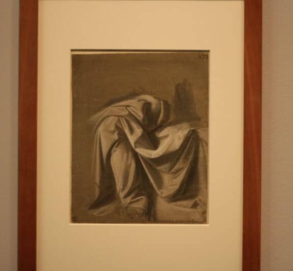 Leonardo da Vinci, studie van een draperie, (datering onbekend). Een prachtig werk met mysterieus karakter dat typerend is voor de genie Da Vinci. Niet te koop: de tekening behoort tot de Frits Lugt stichting.