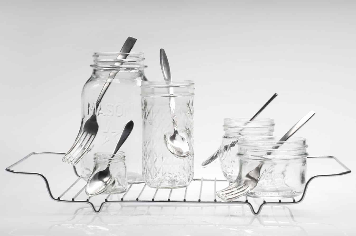 “Waste not want not,” Jelly jars, cutlery, stainless steel, 8.75 x 16.25 x 9 inches, photo credit: Elizabeth Torgerson-Lamark