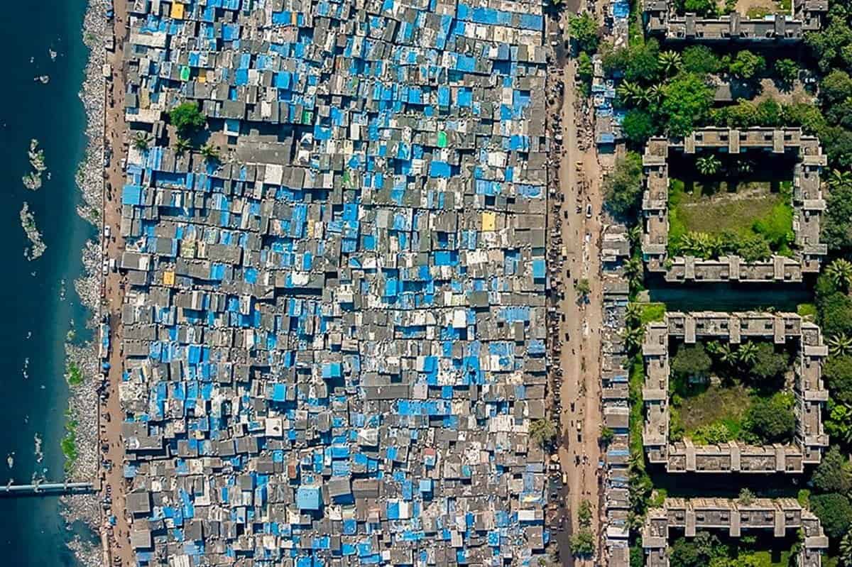 luchtfoto van Johnny Miller toont de grens tussen arm en rijk