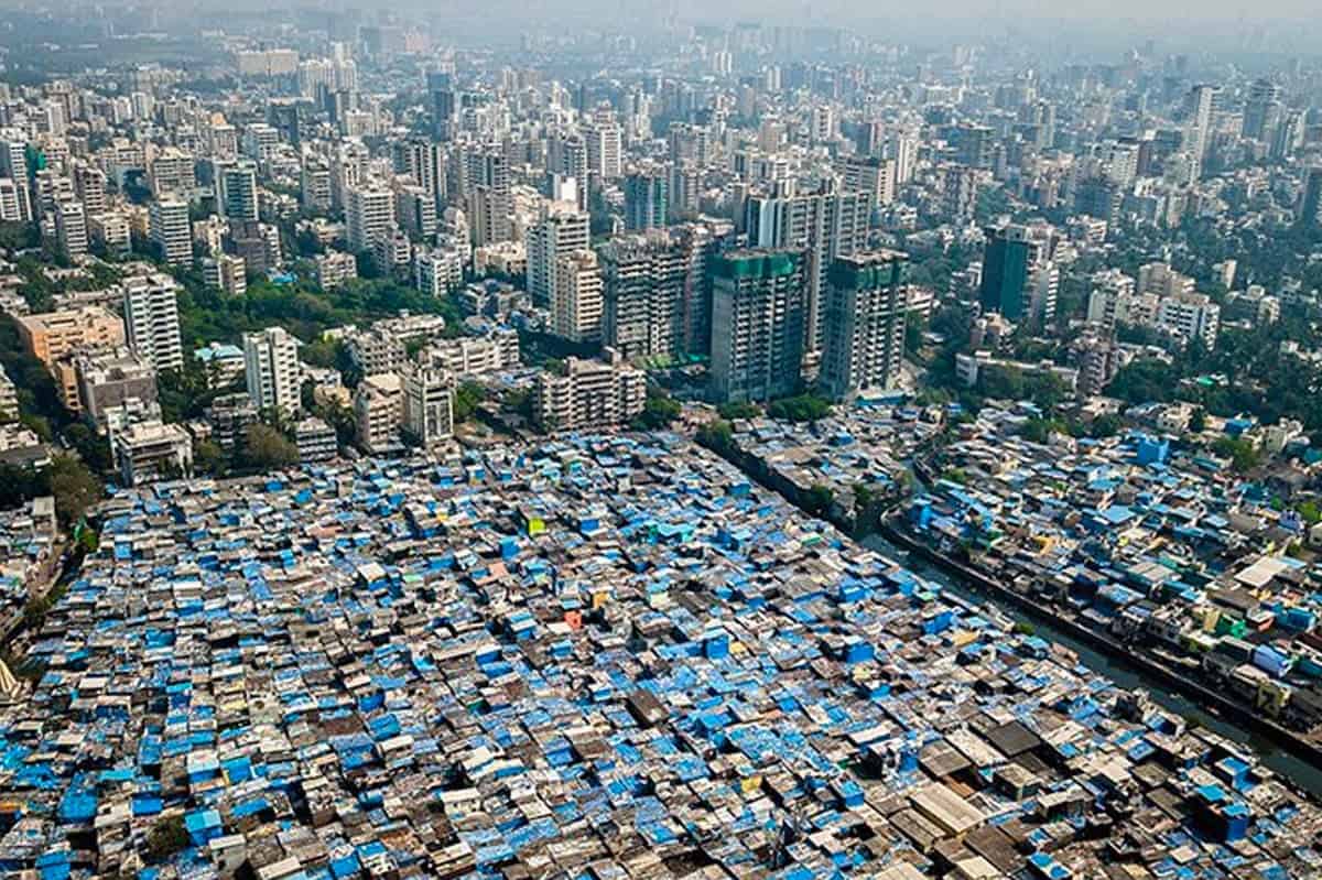 luchtfoto van Johnny Miller toont de grens tussen arm en rijk