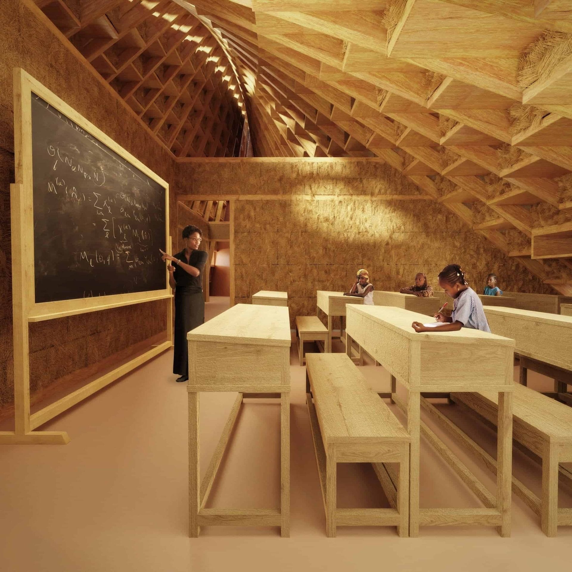 school gemaakt van strobalen