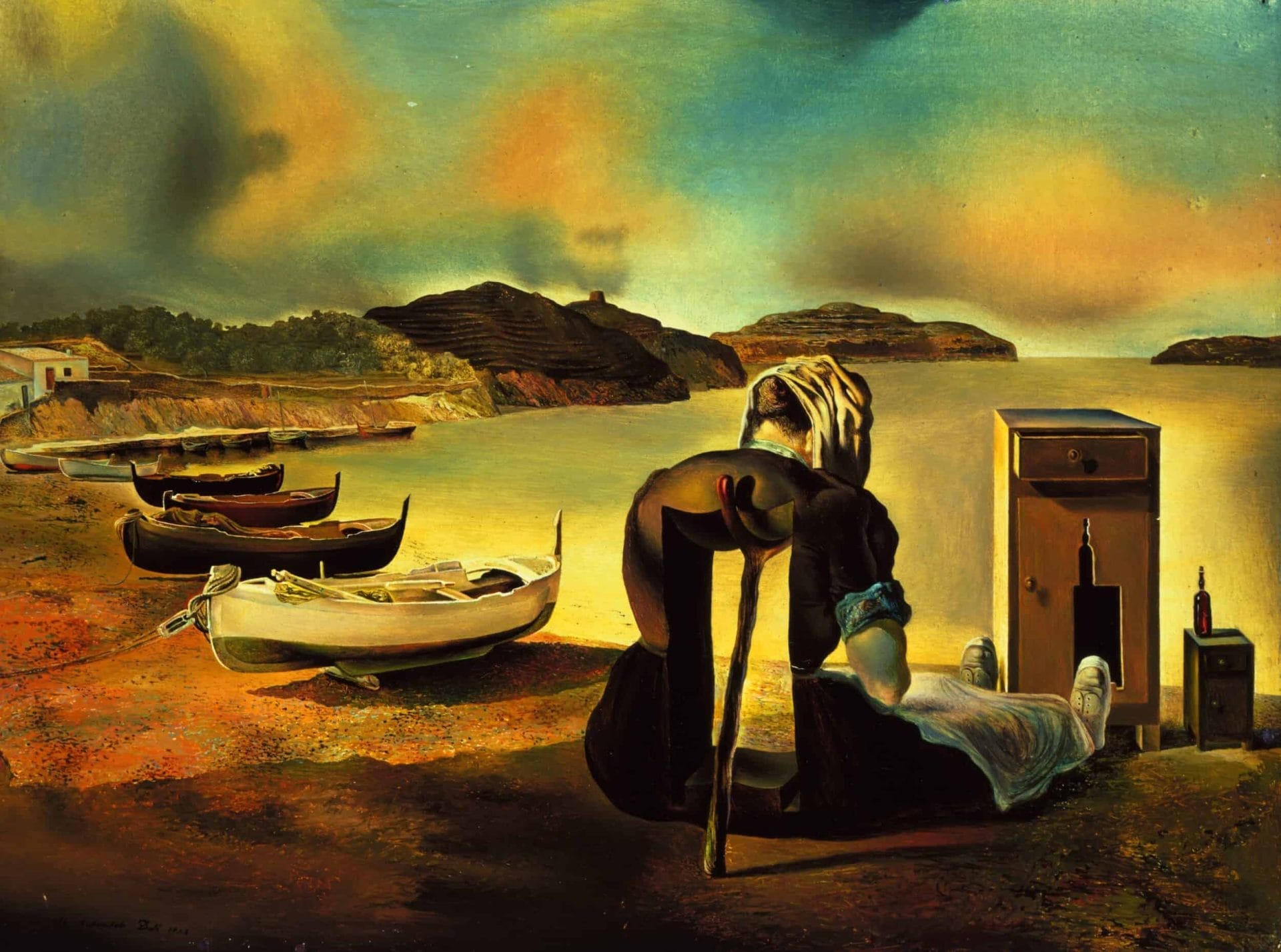 Salvador DALÍ El desnonament del moble aliment (The Eviction of Furniture-Nutrition) The Weaning of Furniture-Nutrition Le Sevrage Du Meuble Aliment Het spenen van het voedsel-meubilair 1934 Oil on panel 17.78 x 24.13 cm Collection of The Dali Museum, St. Petersburg FL © Salvador Dalí, Fundació Gala-Salvador Dalí, (corresponding Rights Society), 2019