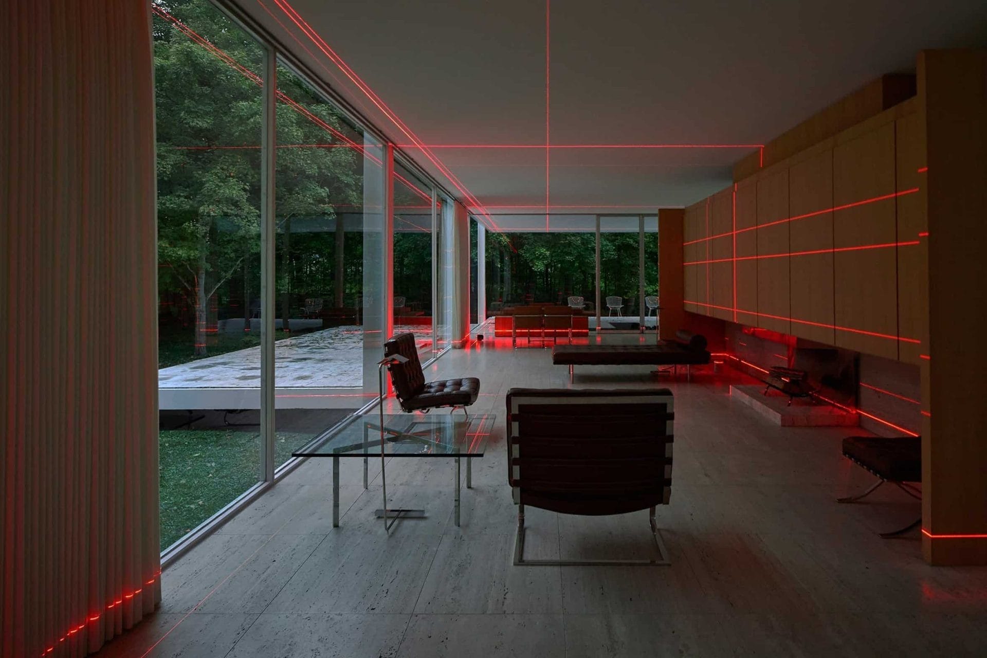 Rode lasers in het Farnsworth House van Mies van der Rohe 47 Geometry of Light