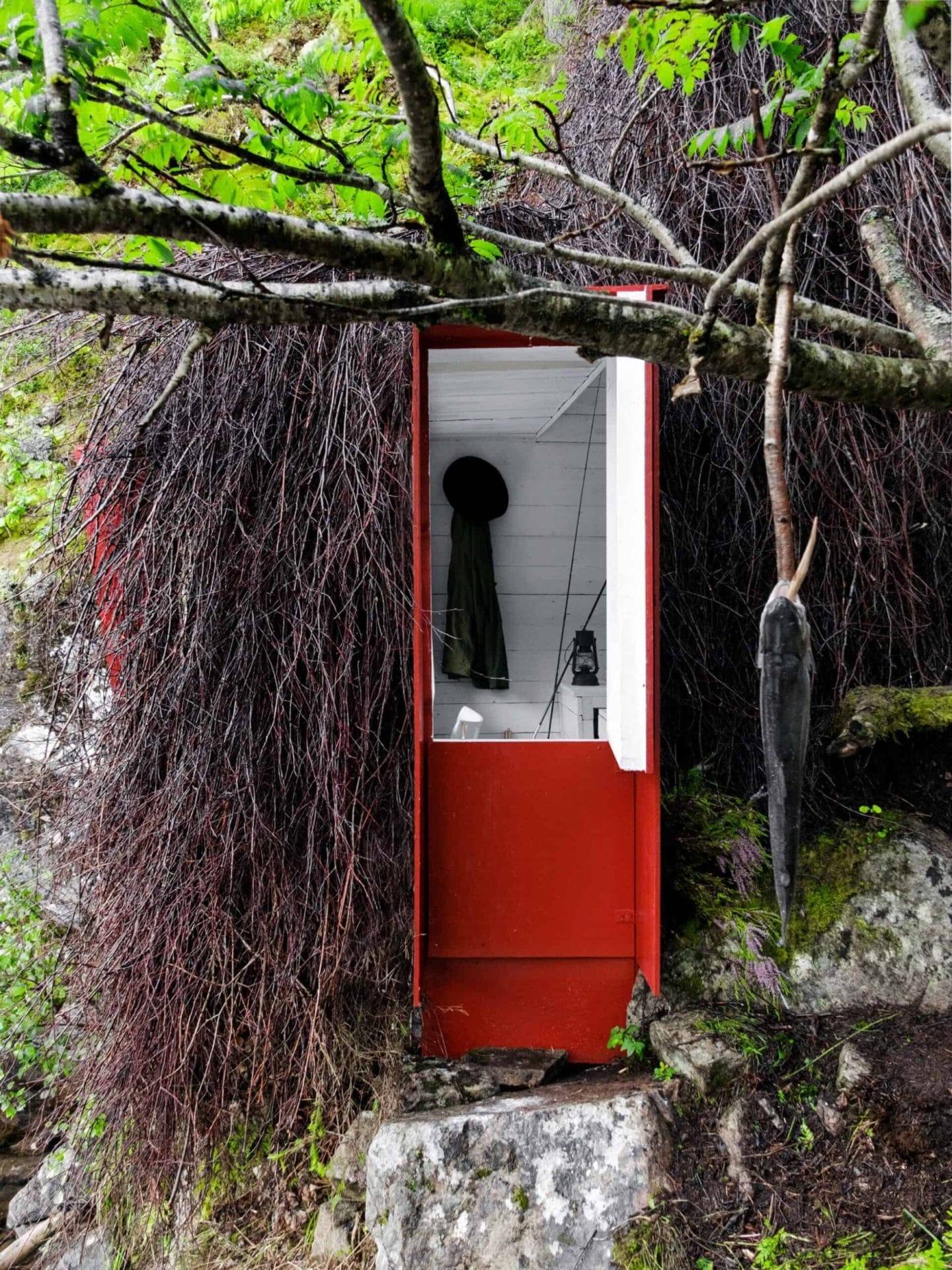 verborgen hut in de Noorse natuur