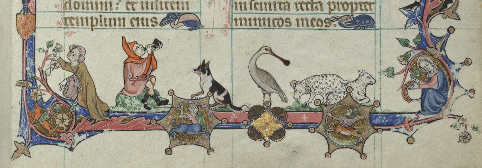 Randversiering in het Peterborough Psalter. Ms. 9961-62, f. 26r © KBR