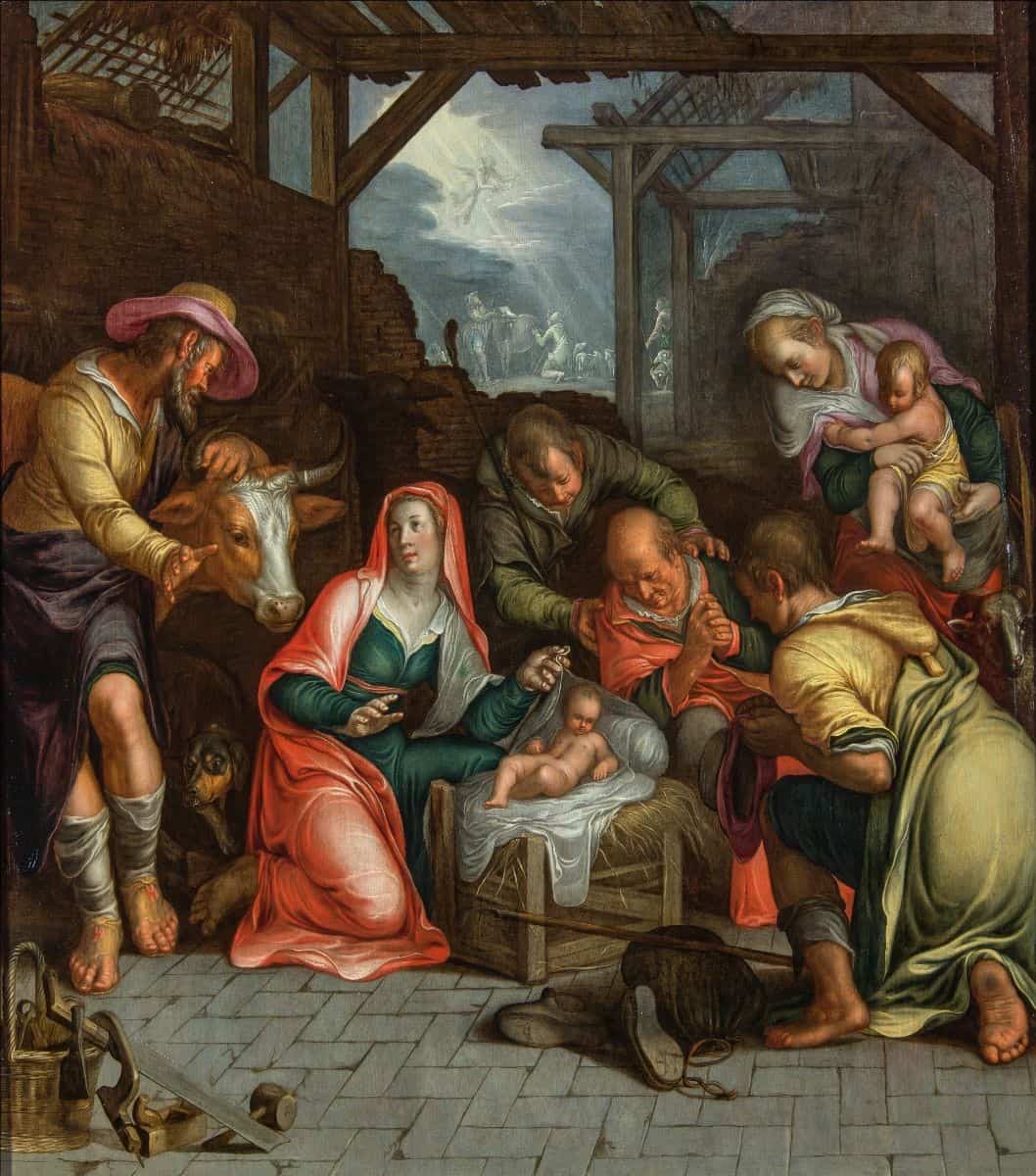 Peter Wtewael, Utrecht, 1596-1660 De Aanbidding der Herders, gesigneerd en gedateerd 1619. Olie op paneel, 66 x 58,4 cm Collectie: Kunsthandel P. De Boer, Amsterdam