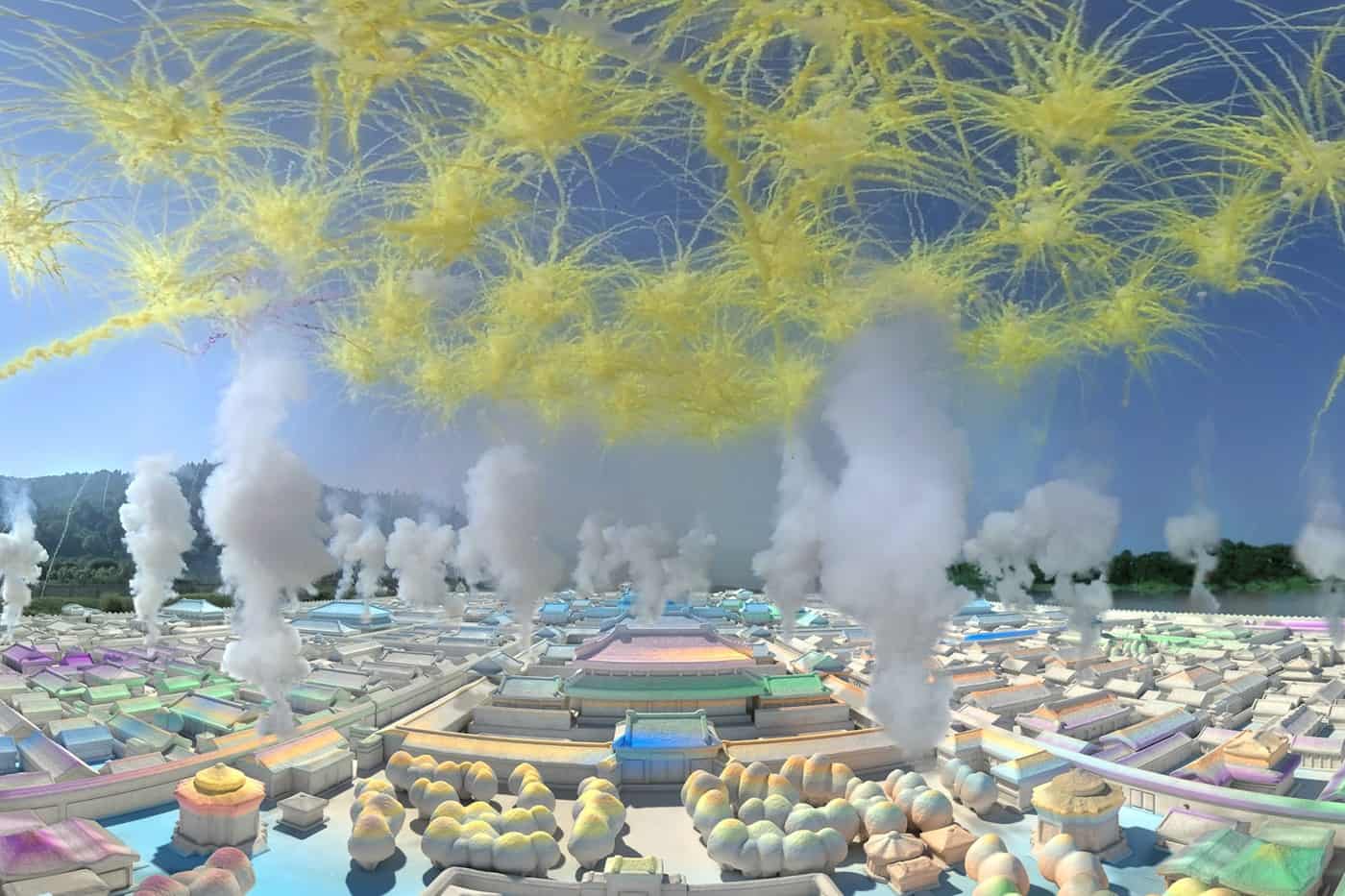 Digitaal vuurwerk van kunstenaar Cai Guo-Qiang