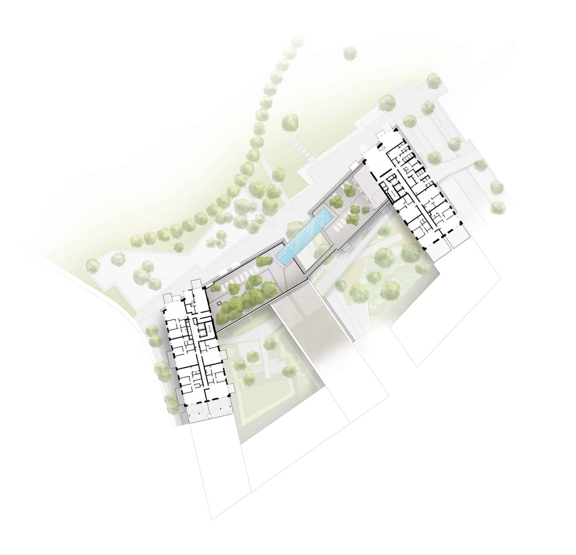 glazen zwembad in de lucht