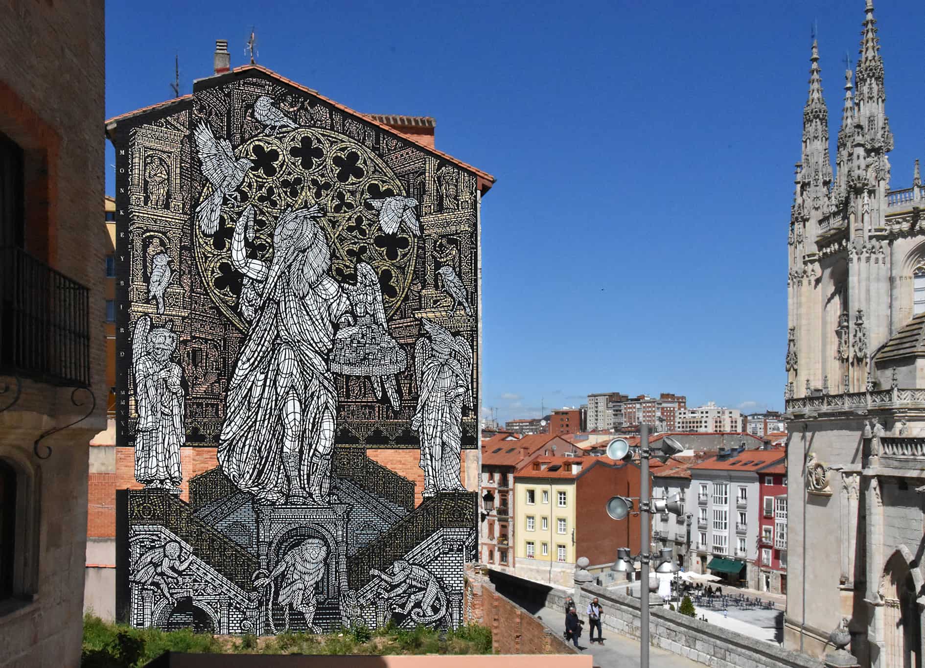 Stencilkunst van MonkeyBird in Burgos