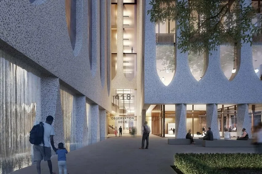 David Adjaye ontwerpt omgekeerde wolkenkrabber