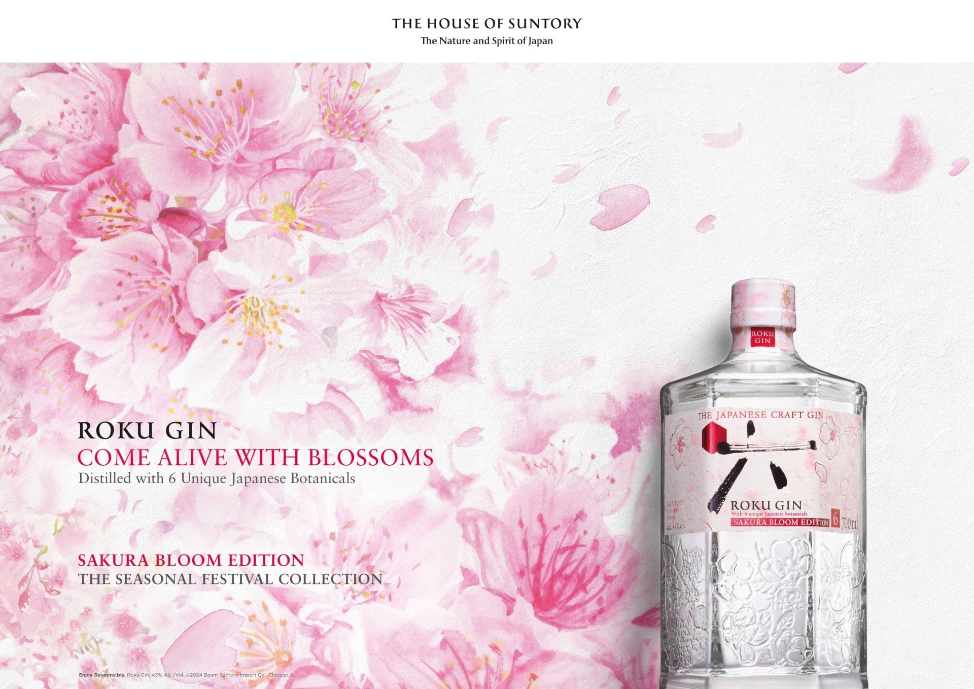 Roku Gin eert de seizoenen met de Sakura Bloom Edition 40 Sakura Bloom Edition