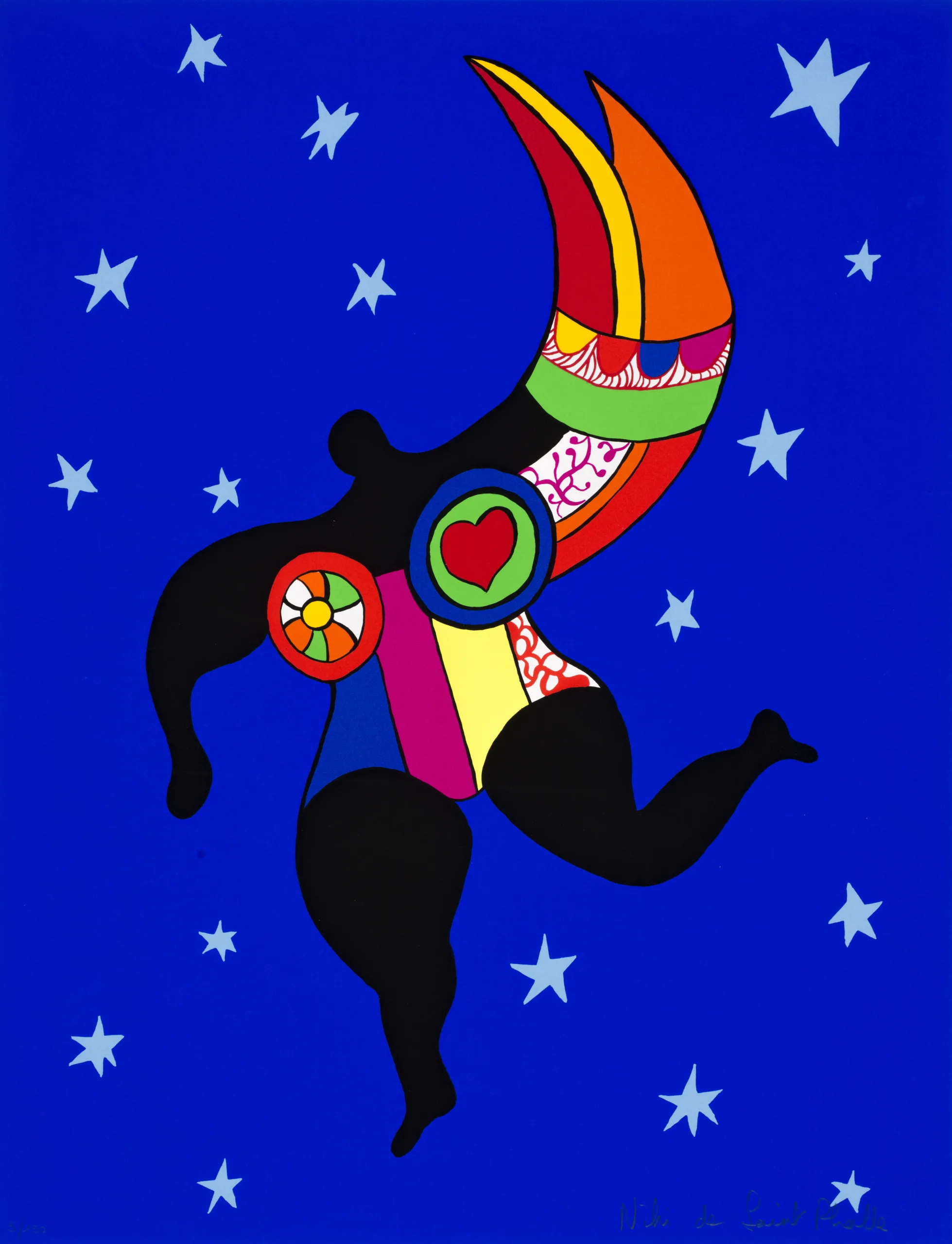 Niki de Saint Phalle, Angel with Stars, um 1992, Farbsiebdruck auf festem Papier, 65 x 50 cm, Sprengel Museum Hannover, Hannover, Schenkung Niki de Saint Phalle (2000); © Niki Charitable Art Foundation, Foto: Herling/Herling/Werner, Sprengel Museum Hannover