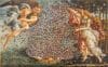 Een bewerking van Botticelli's Geboorte van Venus, waarbij Venus is vervangen door een wolk van kleurrijke stippen en gaten