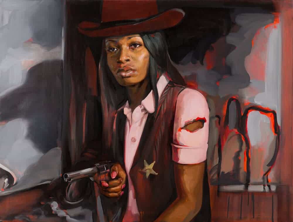Liakesha Cooper in “High Noon”, 2013. Oil on canvas, 36″ x 48″.