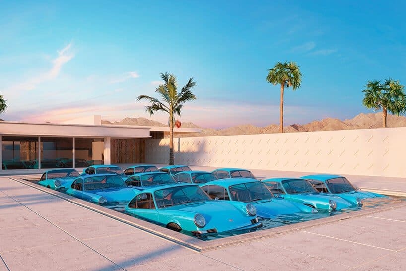 Kunstenaar Chris Labrooy parkeert de Porsche 911 op vreemde plaatsen