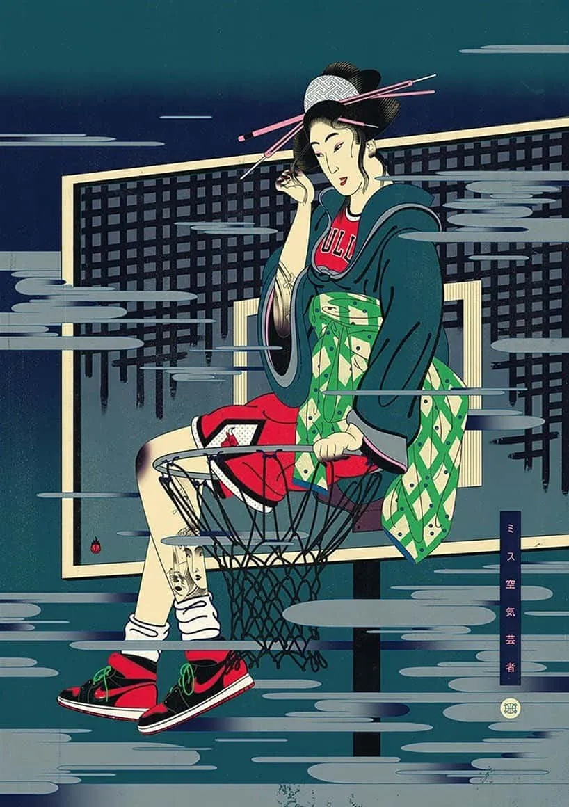 basketbal en Ukiyo-e