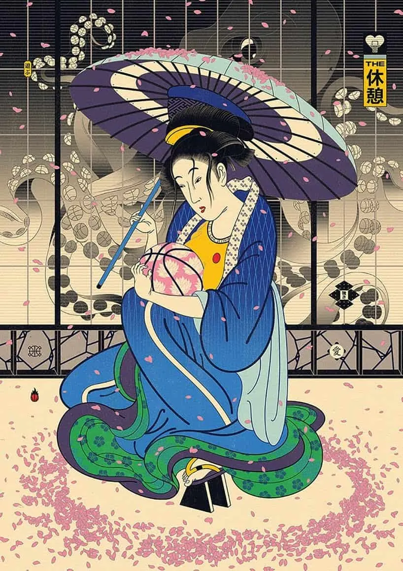 basketbal en Ukiyo-e