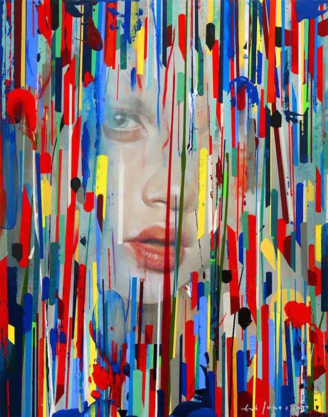 Kunstenaar Erik Jones combineert in zijn werk vrouwen met abstracte beelden
