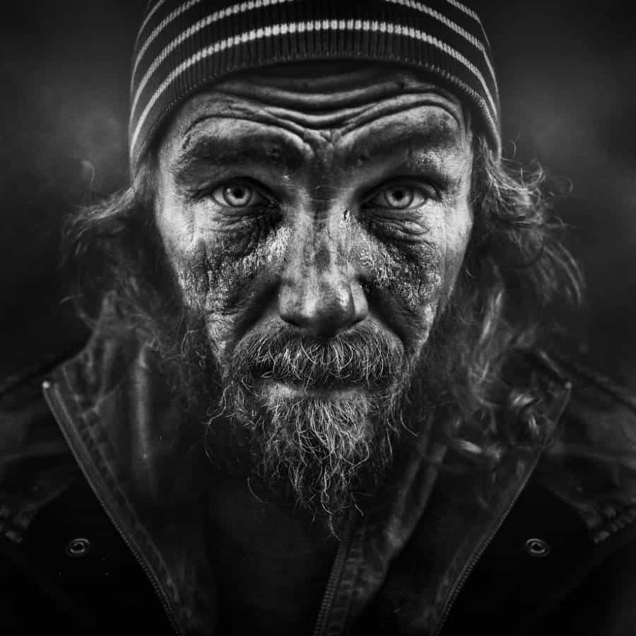 portret van een dakloze
