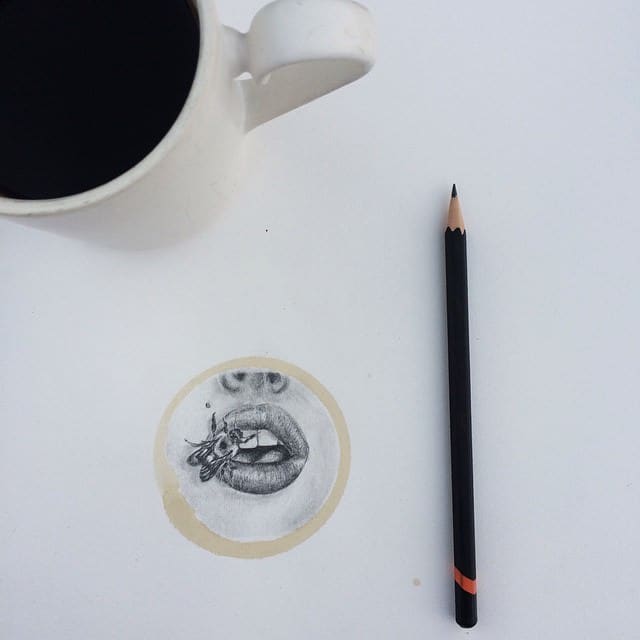 potloodtekening met koffievlek