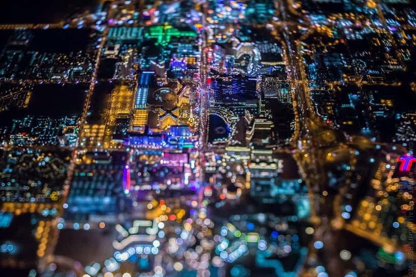 Las Vegas lijkt vanuit de lucht op een computerchip