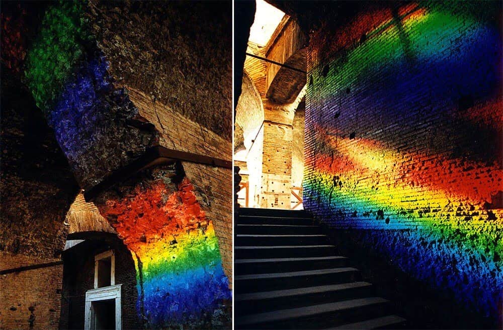 regenboog op de muur