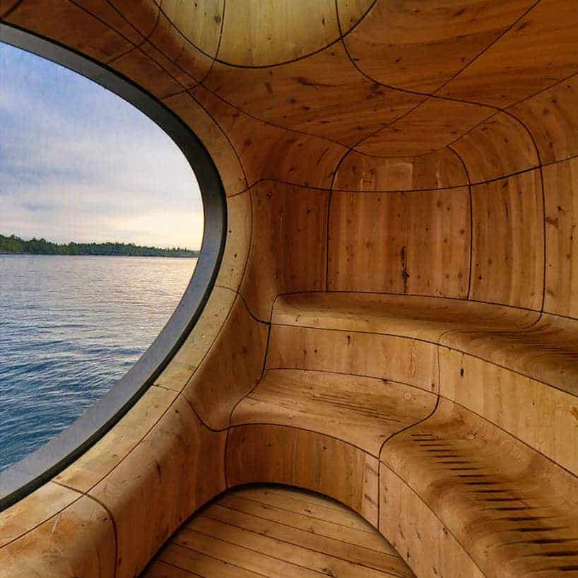 Grotto: een fraai gevormde sauna met prachtig uitzicht
