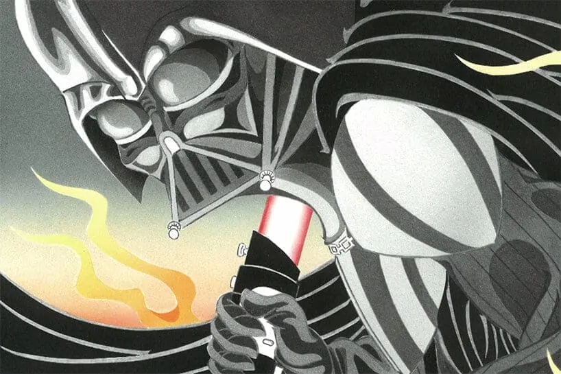 Japanse houtgravure met Star Wars-thema