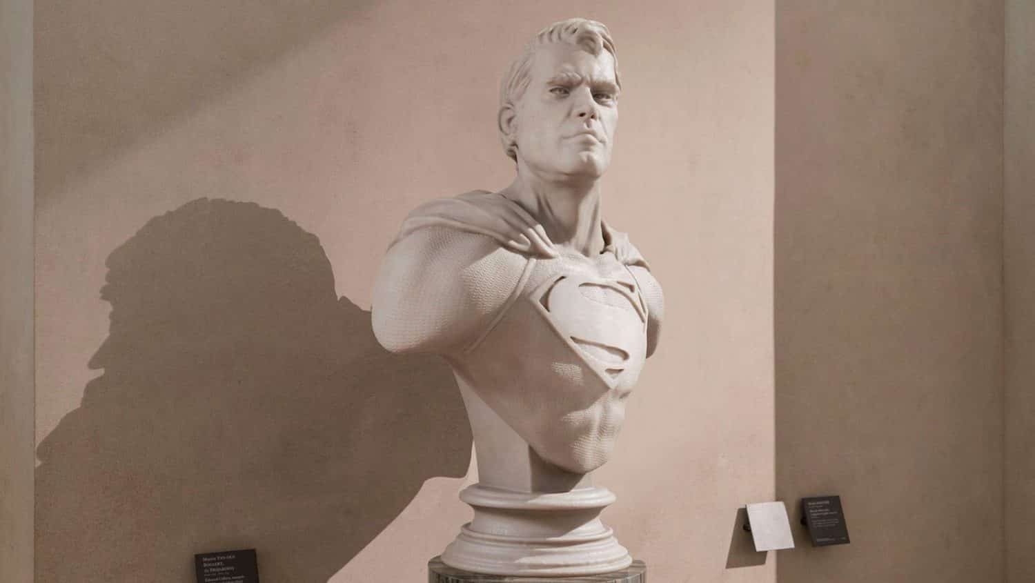 Borstbeelden van superhelden in het Louvre 45 Heroes of Stone