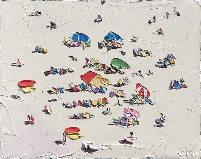 schilderij van een zonnig strand