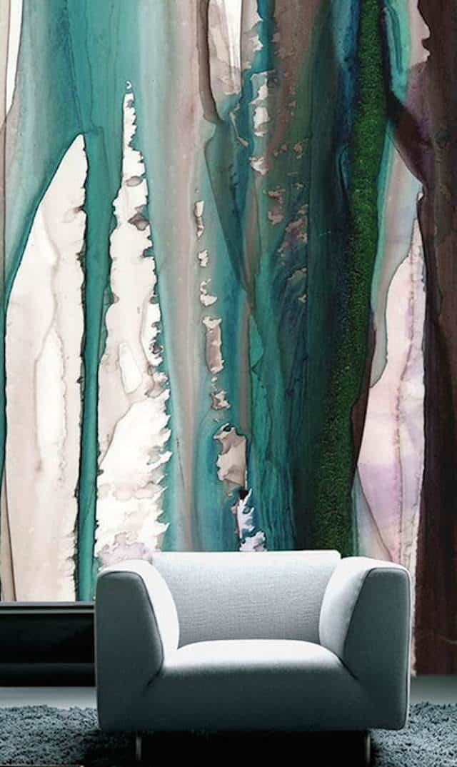 Behang met waterverf-print